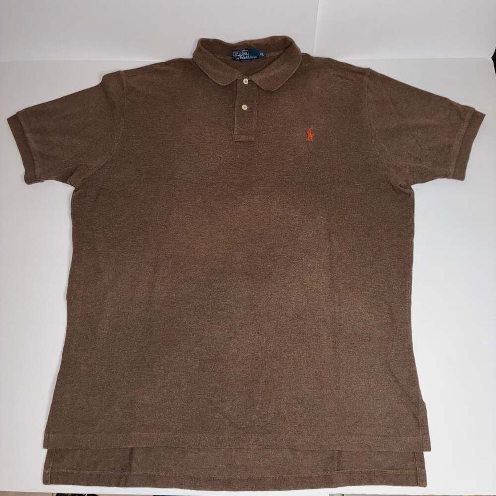 Vintage Polo Ralph Lauren Brown Pique Mesh Short Sleeve Polo Shirt Men's XL